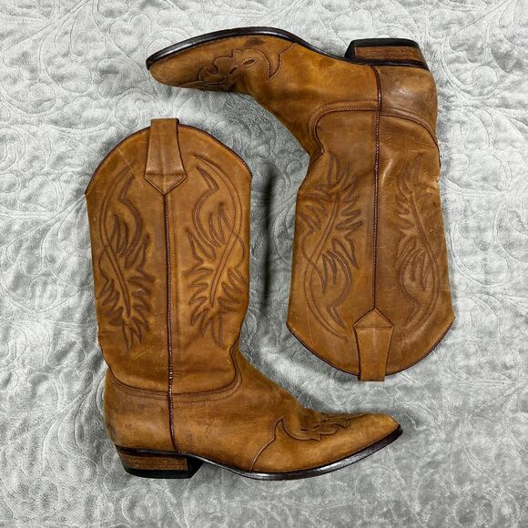 Vintage Y2K Guess Cowgirl Boots Womens 11 Brown Leather Pointed Toe Western - Picture 1 of 12